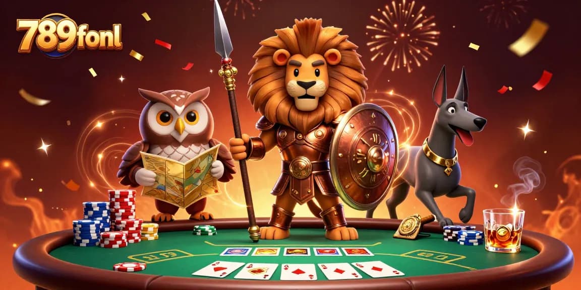 Engage in thrilling poker battles at 789fonl surrounded by vibrant casino elements.