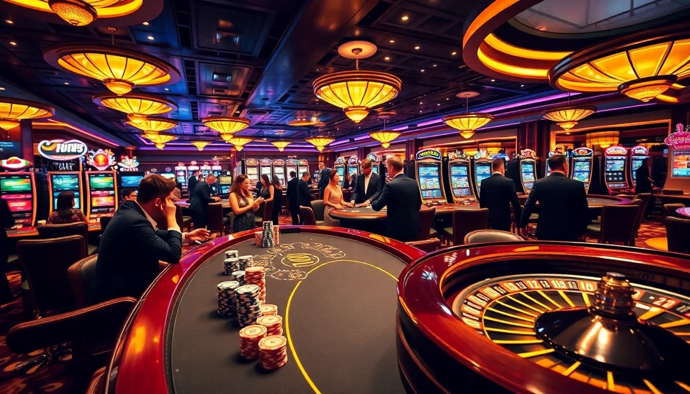 Playing baccarat and roulette at a vibrant casino floor, enhancing experiences at https://mm88.observer/.