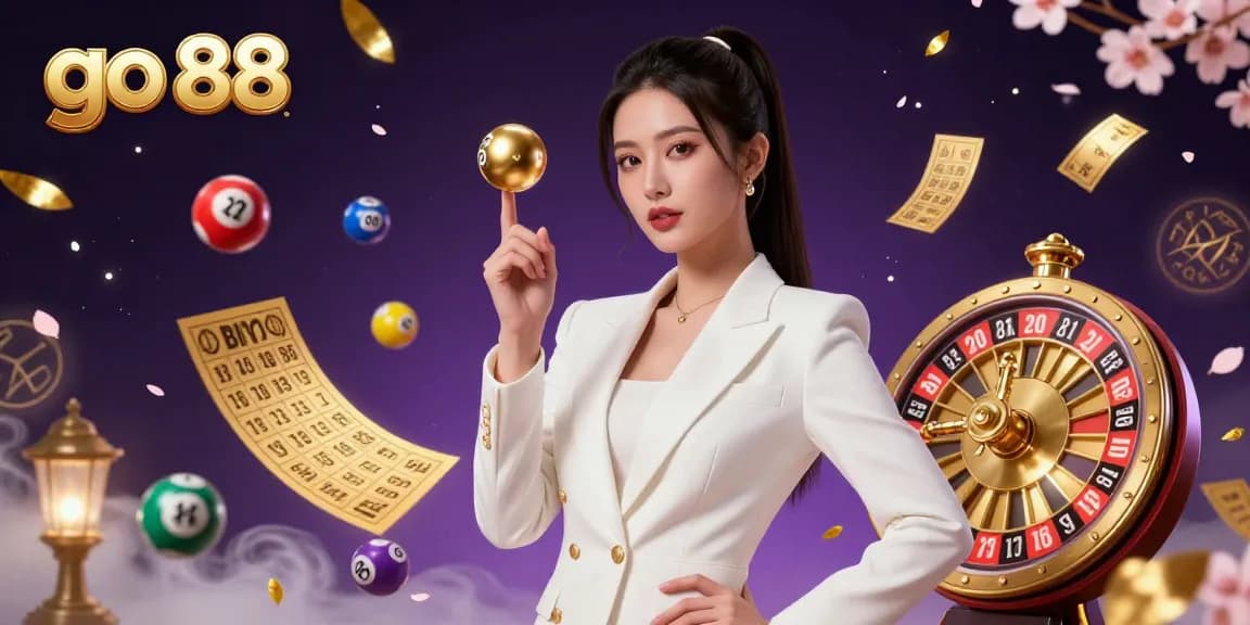 Experience the thrill of go 88 with vibrant lottery balls and exciting casino elements in a stunning 3D illustration.