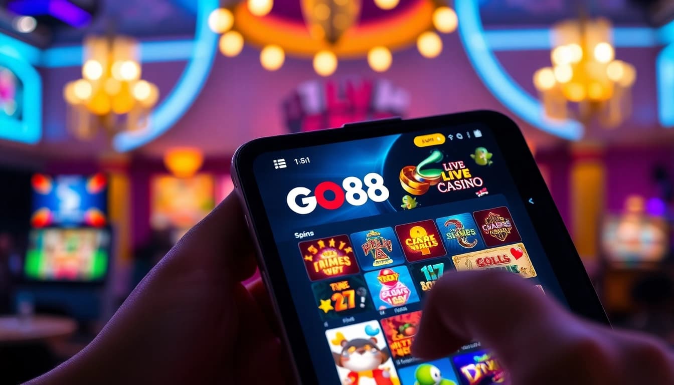 Experience the vibrant gaming interface of GO88, showcasing exciting game options and interactive features.