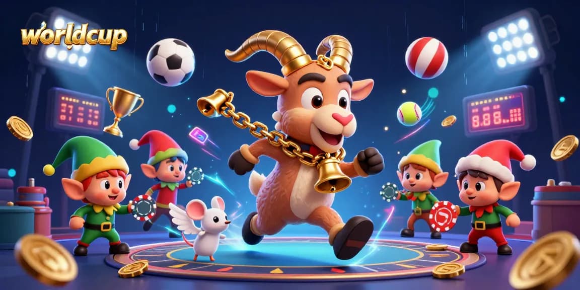 Embrace the excitement of the worldcup with a festive 3D illustration of casino gaming chaos.