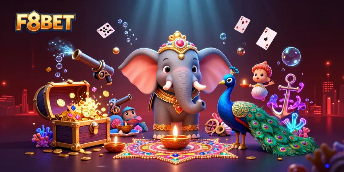 Experience the excitement of F8BET with vibrant animated characters and ocean-themed gaming elements.
