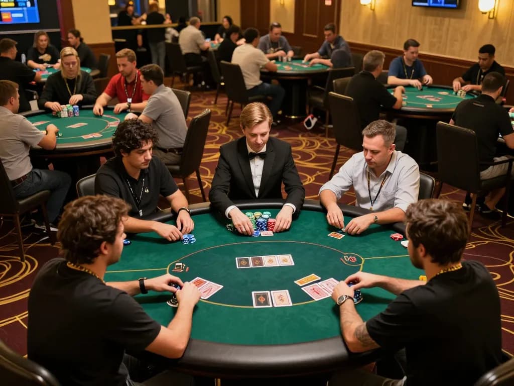 Players engaged in competitive poker at RR88 casino, emphasizing strategic gameplay and social interaction.