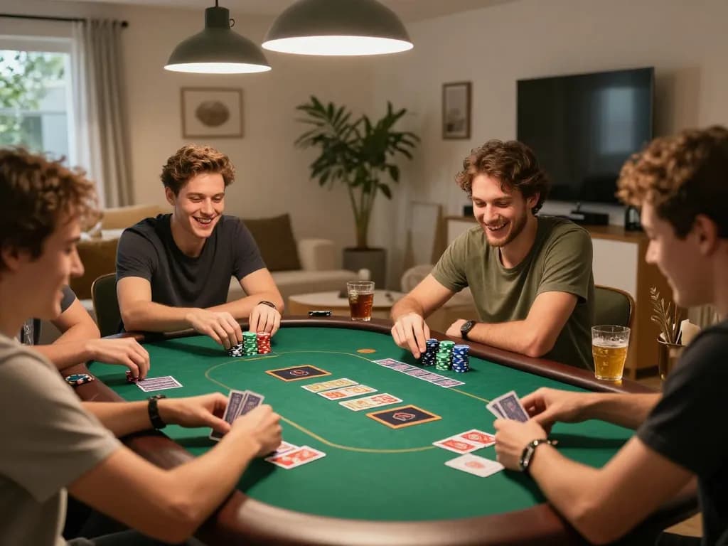 Engaged players enjoying poker night at 88CLUB with vibrant chips and cards.