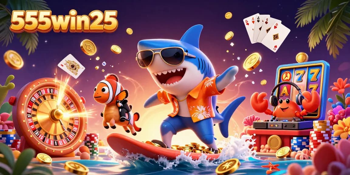 Play and win big with 555win25, featuring a vibrant underwater casino scene!
