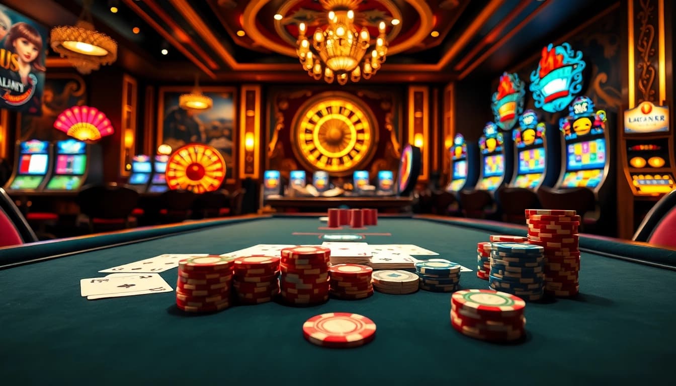 Experience the thrill of winning at poker on https://kong88.win, an elegant casino setting with chips and cards.