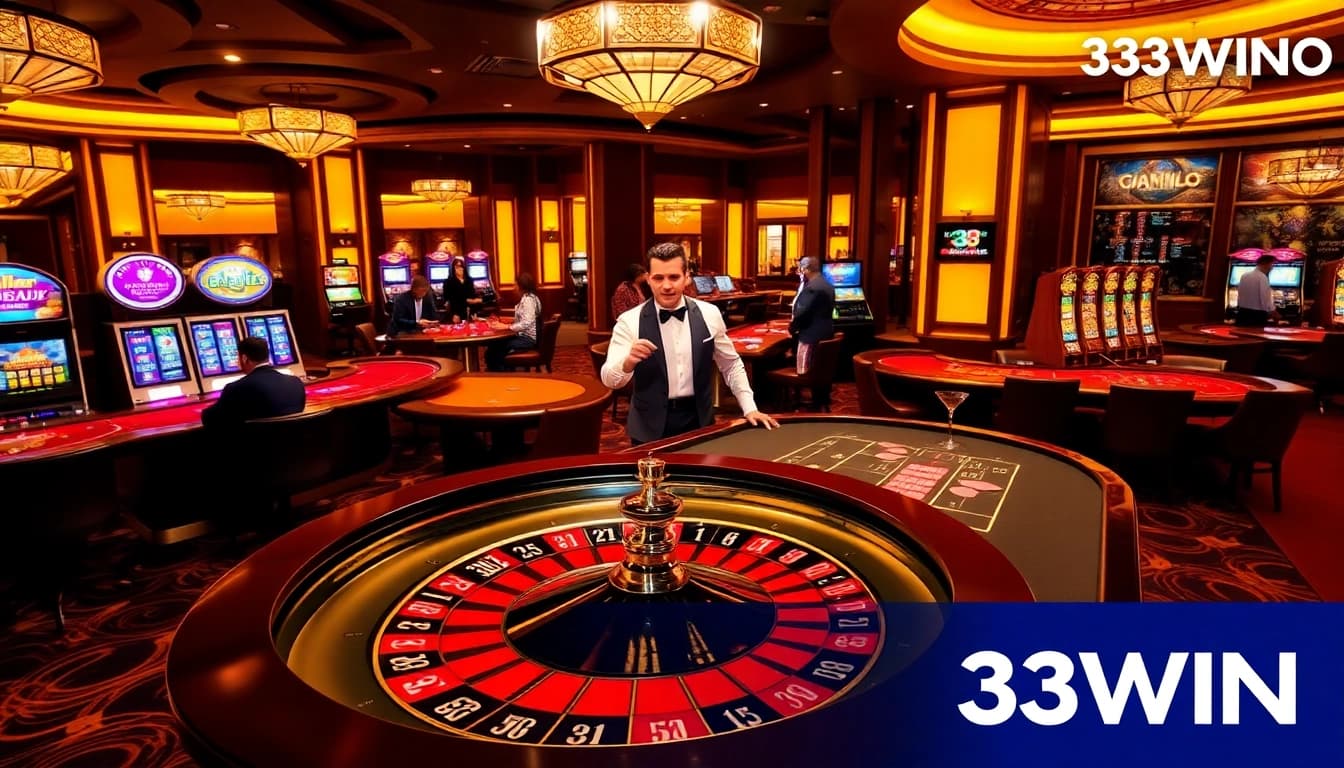 33WIN offers an exciting casino experience with vibrant tables and slot machines for thrill-seekers.