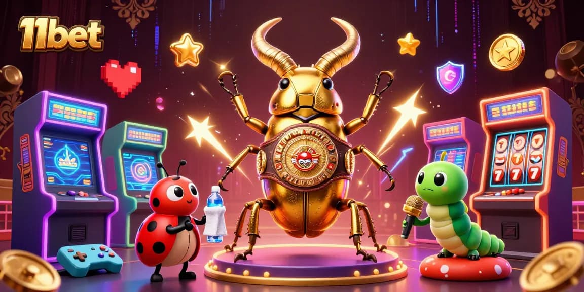 Engage with 11bet's dynamic casino gameplay featuring vibrant characters and arcade elements.