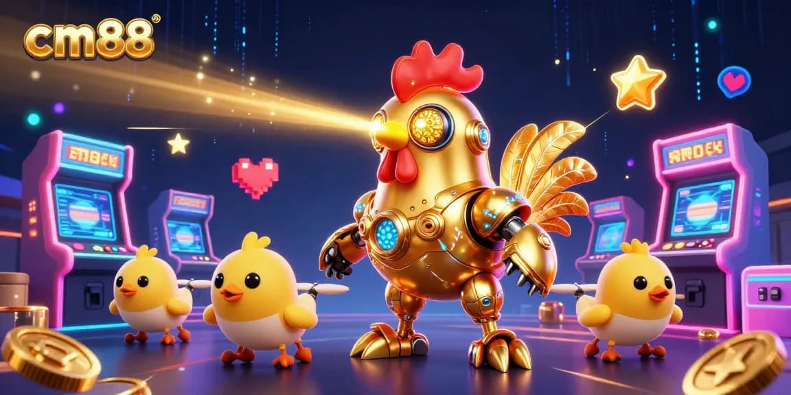 Engage in thrilling gameplay with cm88’s vibrant 3D casino-themed illustration showcasing unique characters and game elements.