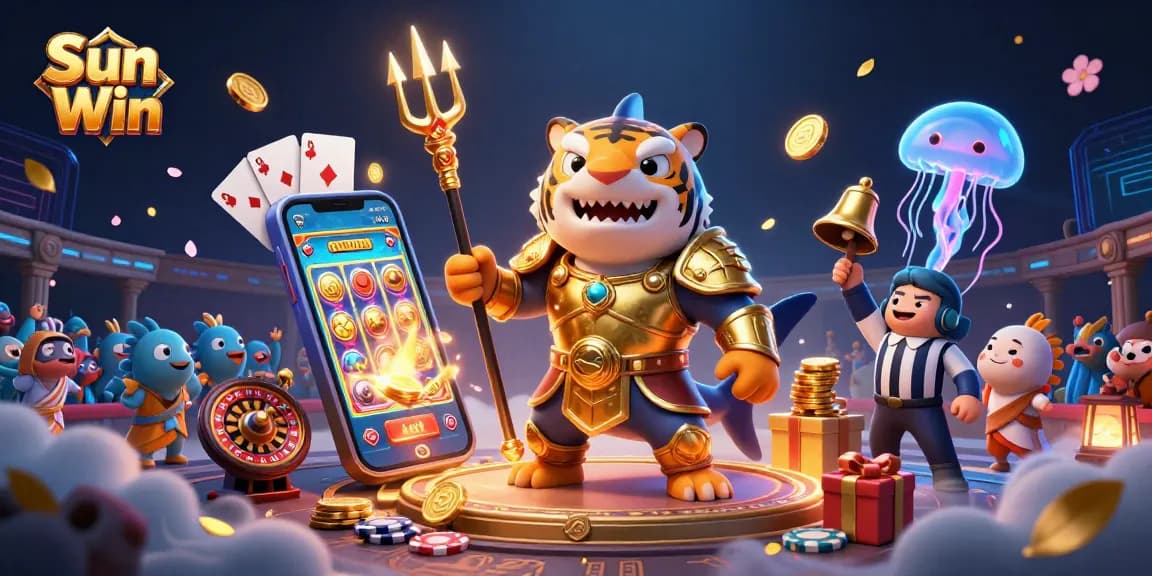 Engage in thrilling casino gameplay with Sun Win featuring a dynamic underwater scene and colorful slot games.