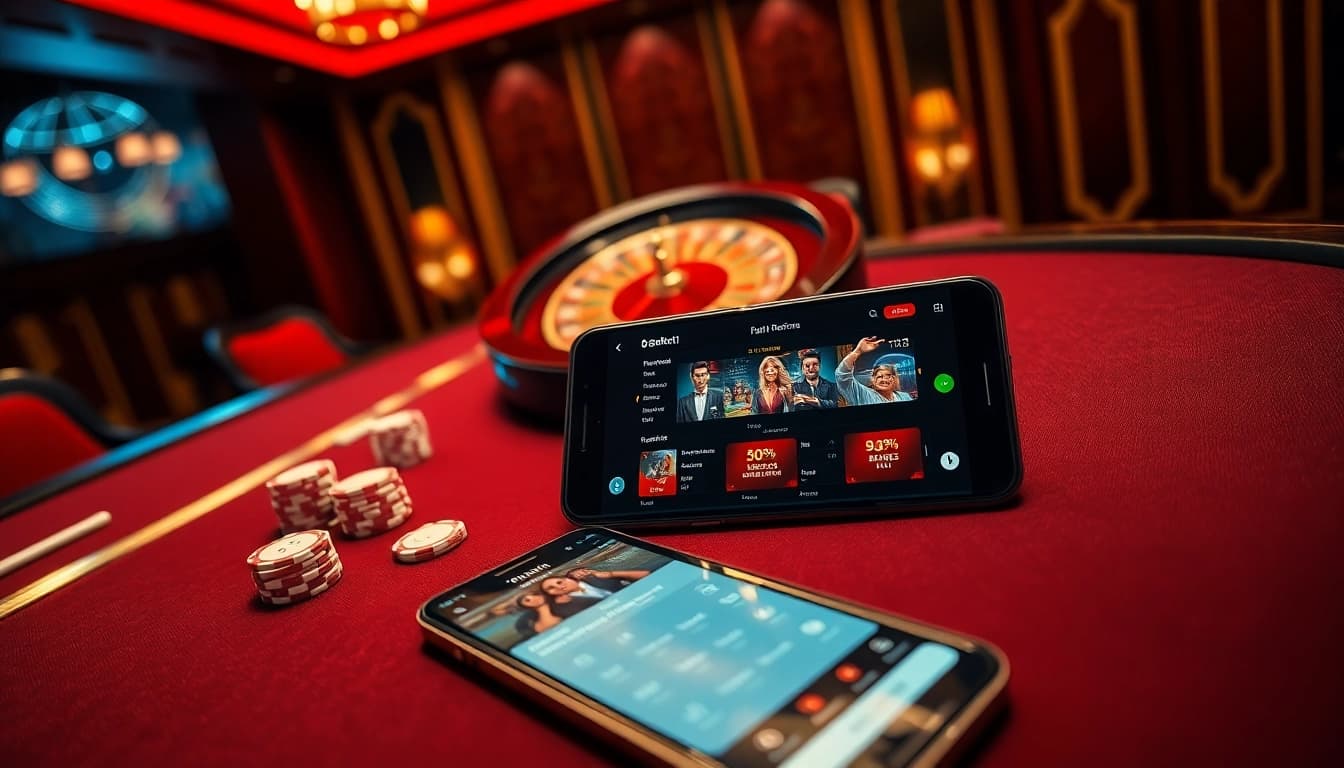 Experience the excitement of the bdtk1 app at a luxurious casino table with poker chips.