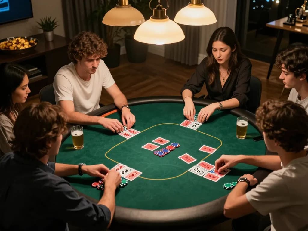 Bet88 players enjoying a friendly poker night with strategic gameplay and social interaction.