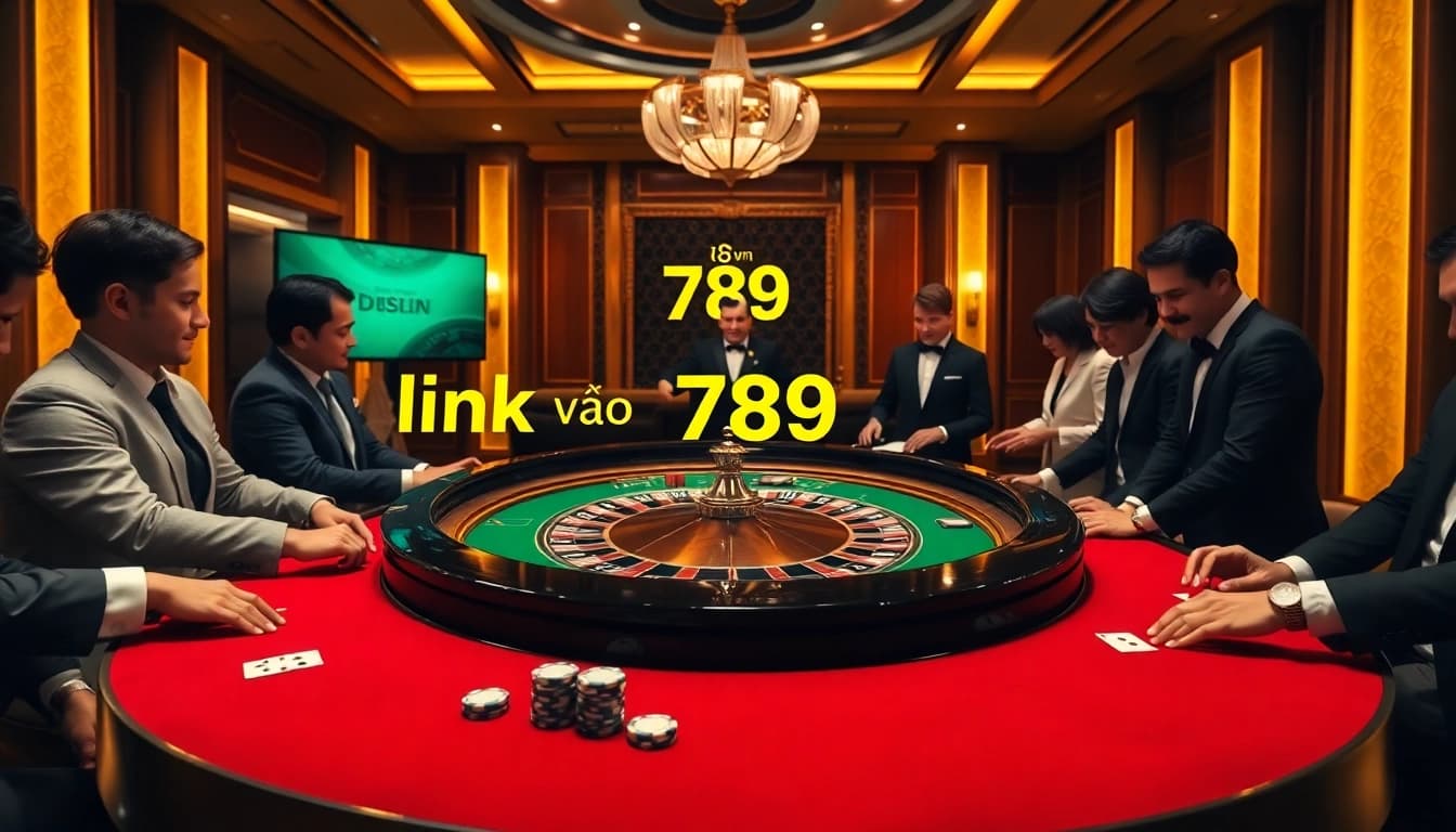 Experience high-stakes excitement at the 789win link, featuring players at a roulette table.