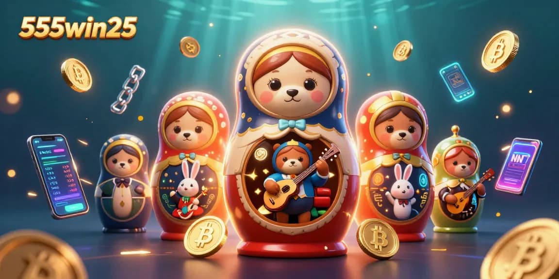 Engage in exciting gameplay with 555win25, featuring vibrant casino elements and charming characters.