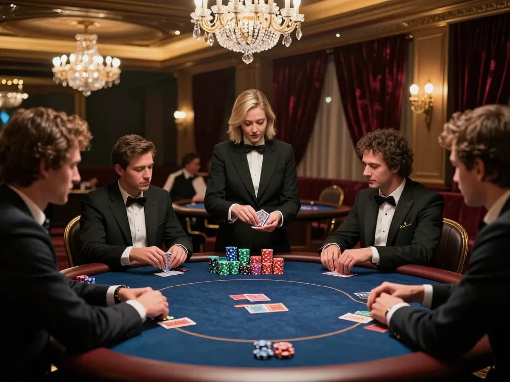Players strategizing in a sunwin VIP poker room filled with excitement and luxury decor.