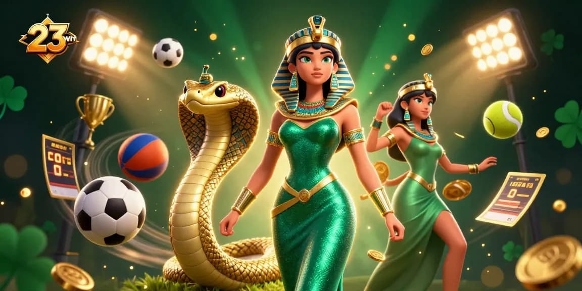 Experience thrilling gaming action with 23win's vibrant 3D casino illustration showcasing dynamic elements.