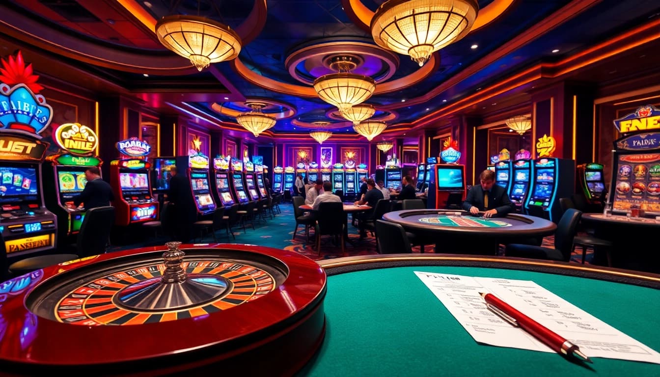 F168 players enjoying exciting casino games at luxury tables full of chips and cards.