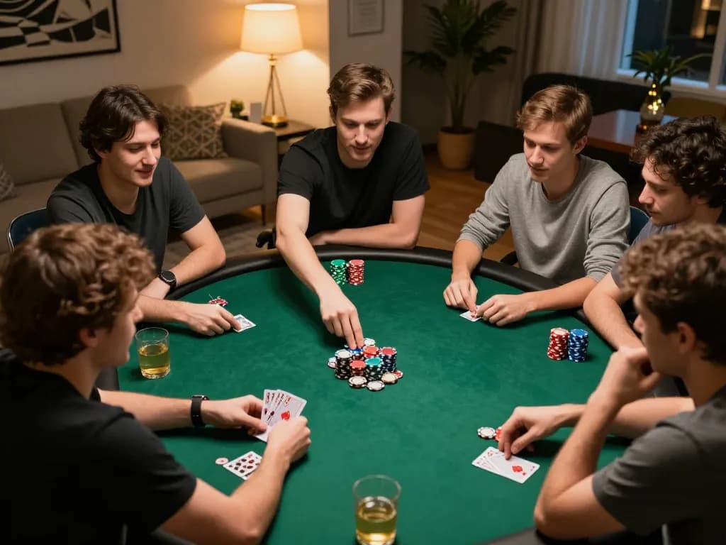 O8 players engaged in an exciting poker game, showcasing strategic decisions and lively reactions