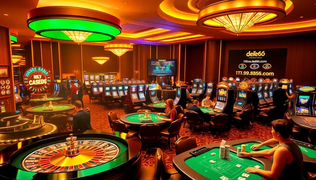 Experience the thrill of winning at https://debet66.com/ with vibrant casino games, poker tables, and roulette wheels.