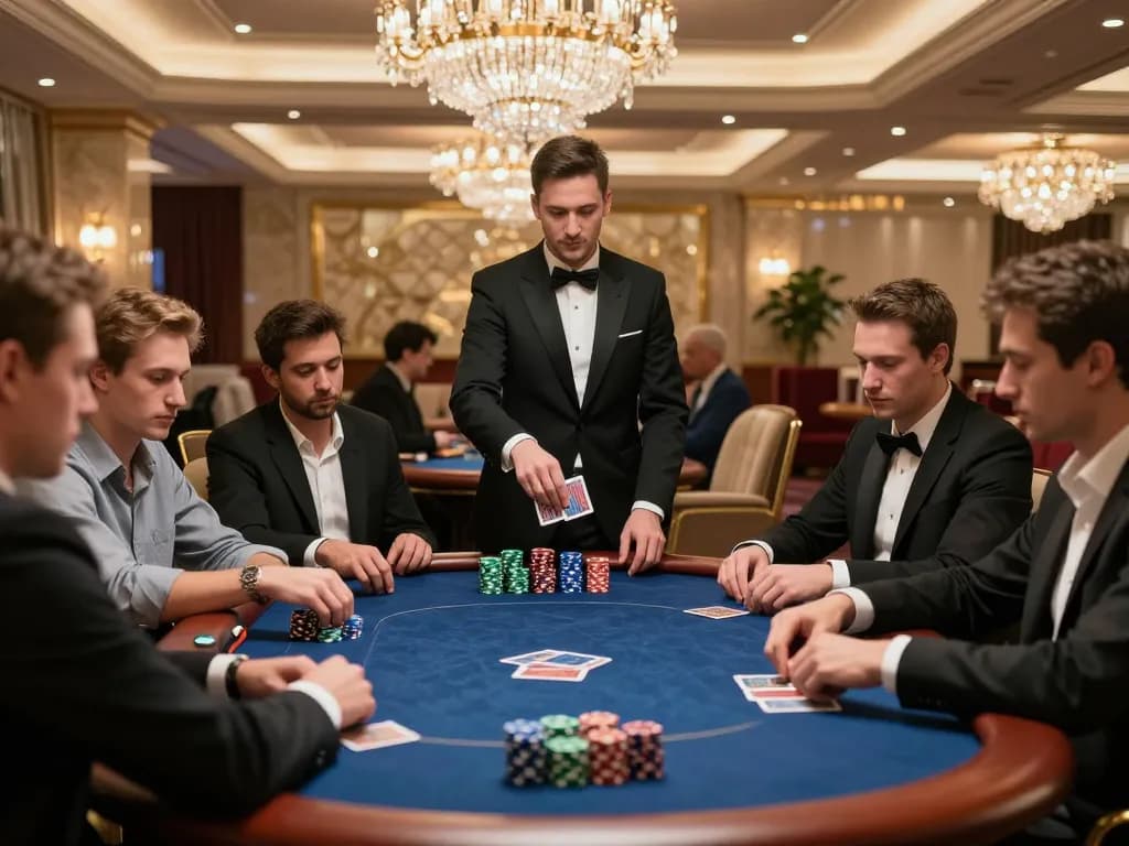 Experience the thrill of Go 88 poker action with players strategizing at a high-stakes table.