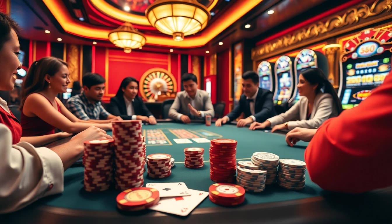 XIN88 gaming table with poker chips and cards, showcasing excitement and luxury in online gambling.