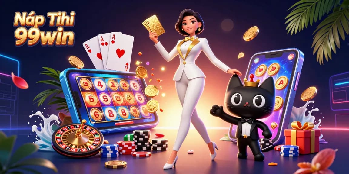Nạp Tiền 99win showcases a glamorous scene with vibrant gaming elements and characters.