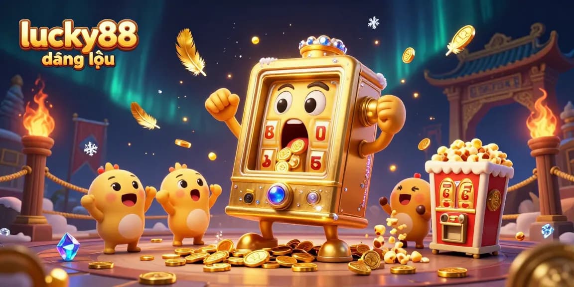 Watch the lucky88 đăng nhập slot machine celebrating a stunning jackpot while coins burst from its mouth.