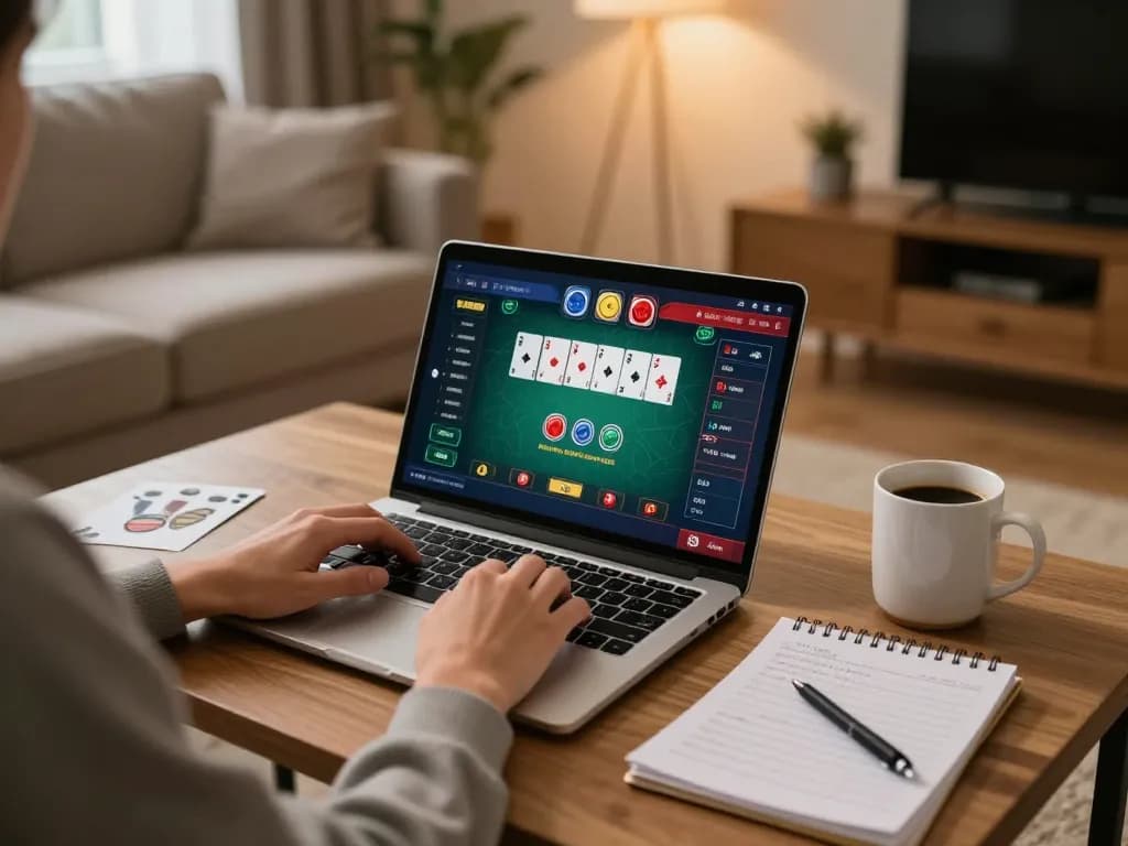 sin88 login interface displayed while engaging in online poker, showing cards and strategy notes.