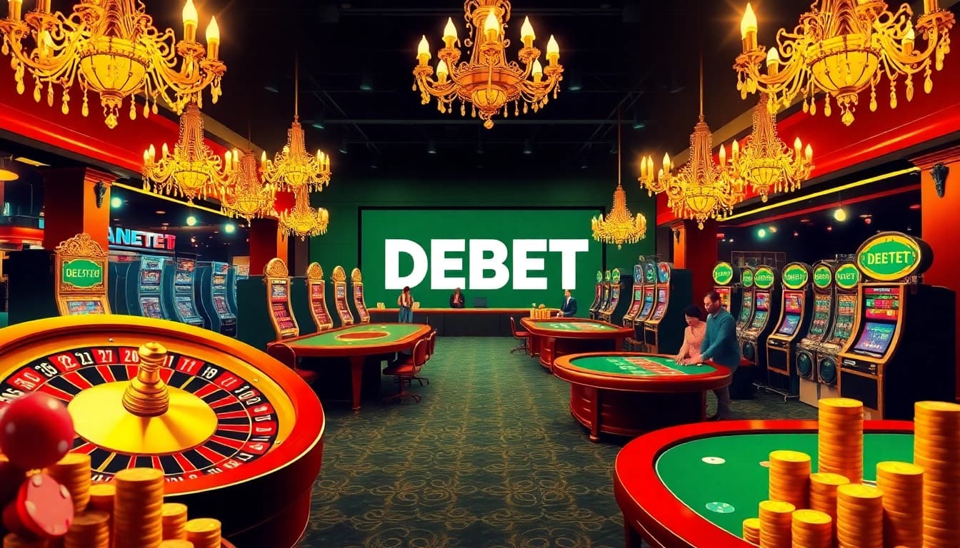 Experience excitement at DEBET’s luxurious casino featuring vibrant roulette wheels and interactive gameplay.