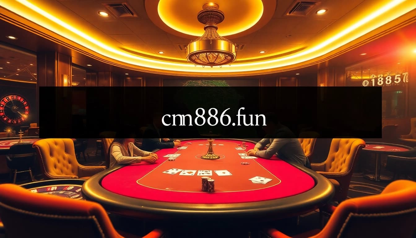 Experience high-stakes action at cm886.fun's vibrant poker table, where players strategize their next winning moves.