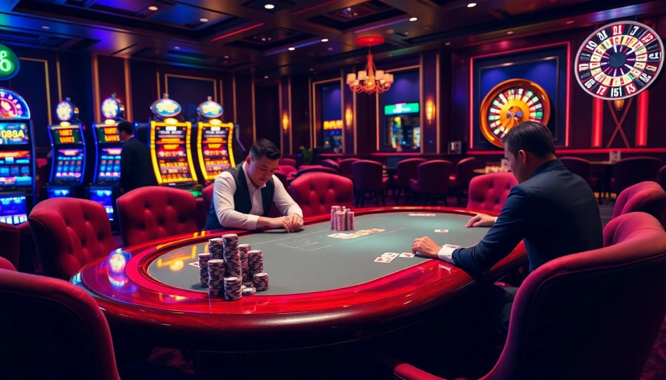 Win big at the 888 new poker table amidst vibrant casino excitement.
