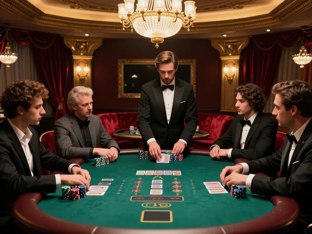 79KING table with players strategizing during an intense blackjack game in luxury setting