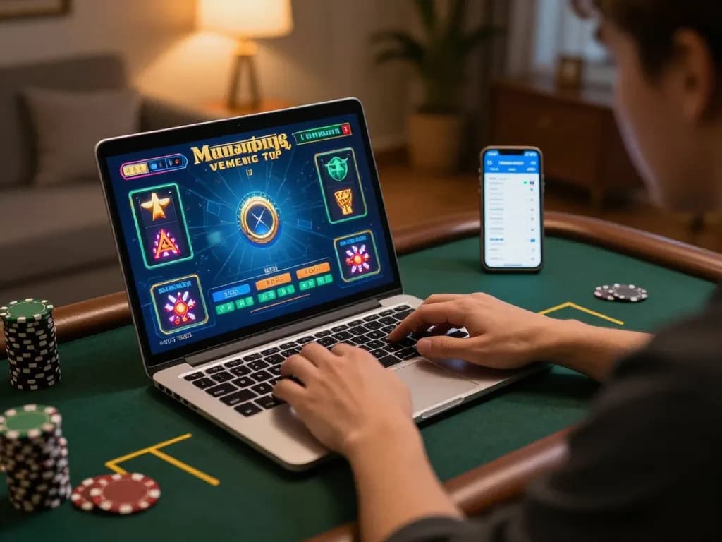 Engaged gamer enjoying live dealer action on qq88bet during a cozy home session.