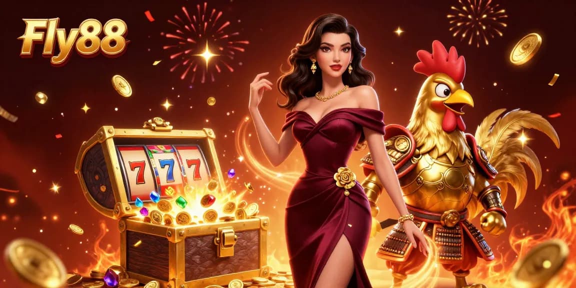 Experience exciting gameplay at Fly88 with a glamorous scene featuring iconic casino elements.
