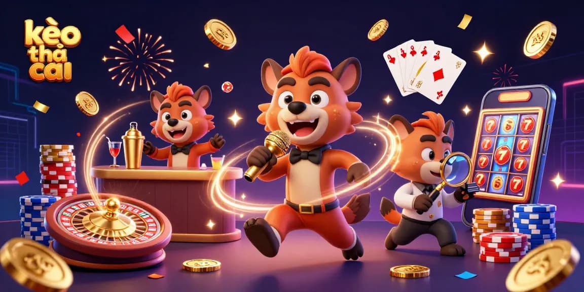 Enjoy kèo nhà cái with lively cartoon hyenas performing at a casino club