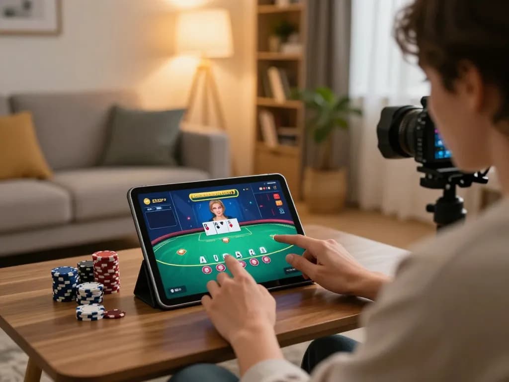 Play exciting online poker with GA 88 strategy on a tablet in a cozy home setting.