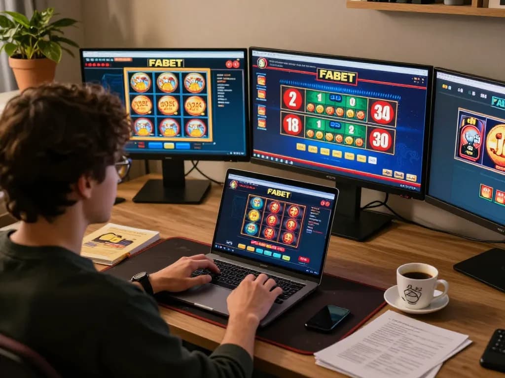 Engaging online gameplay at FABET with cozy workspace and strategic notes