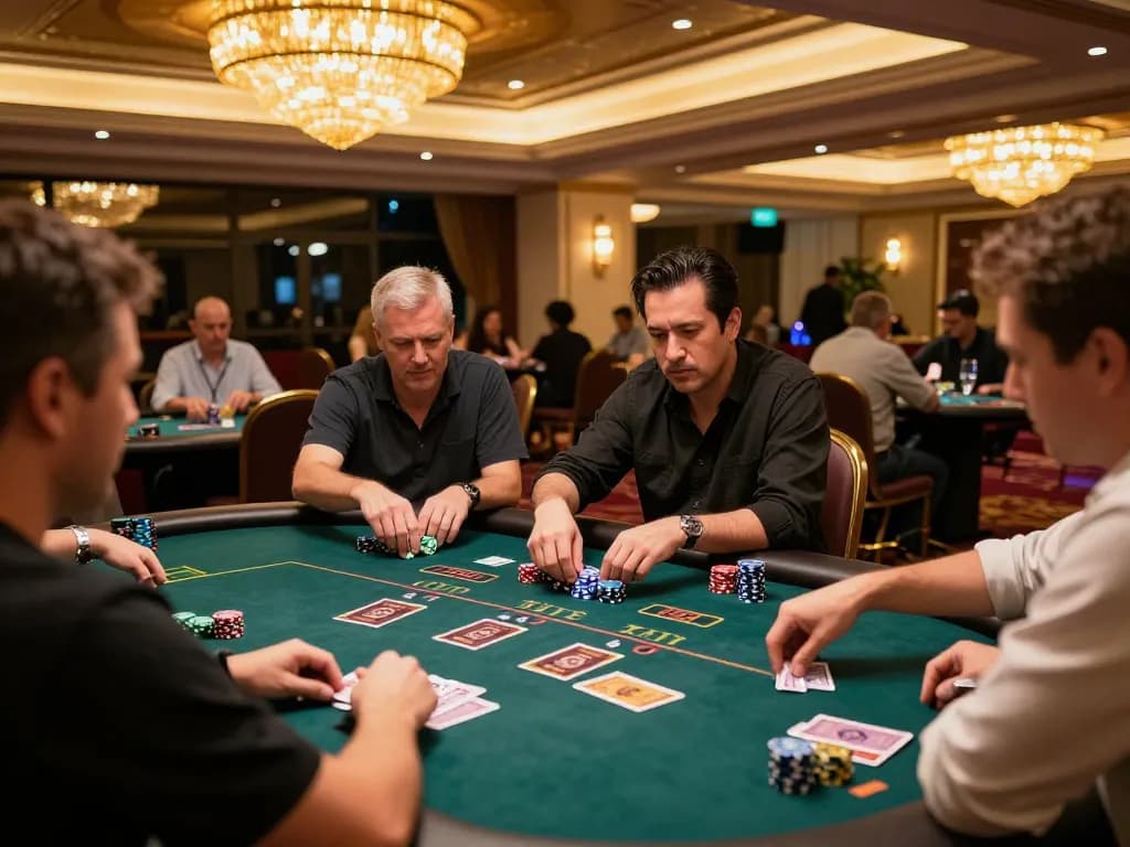 Players enjoy competitive blackjack at LV88 casino, showcasing dynamic gameplay and elegant atmosphere.