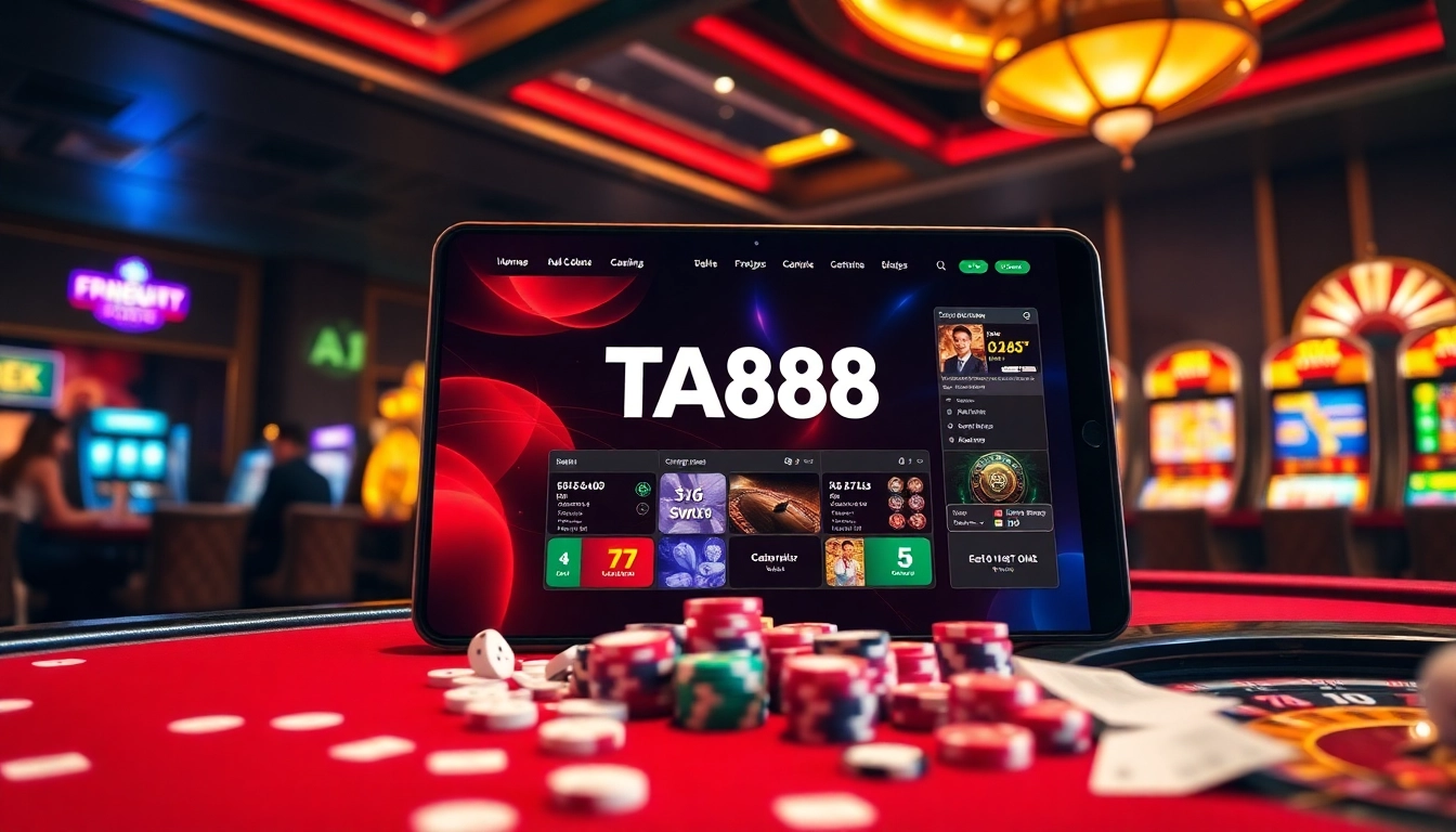 TA88 online gambling interface with vibrant casino elements and exciting atmosphere.