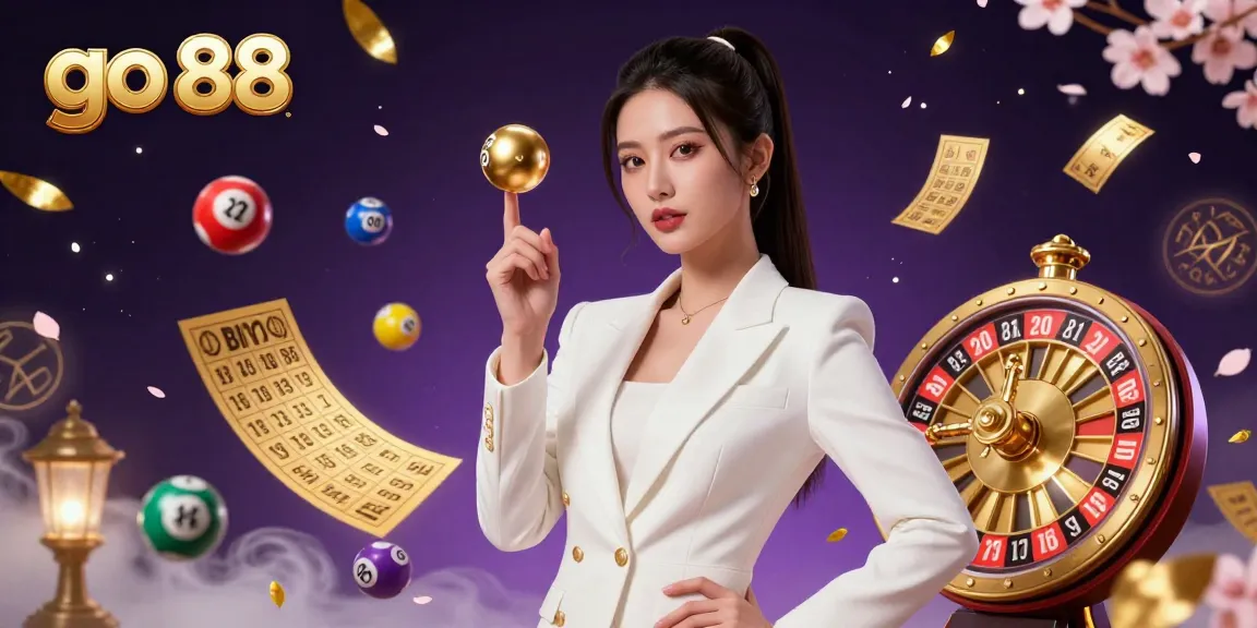 Experience the thrill of go 88 with vibrant lottery balls and exciting casino elements in a stunning 3D illustration.