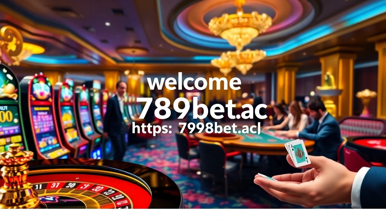 Experience the thrill of casino gaming with vibrant tables, poker chips, and a welcoming banner at https://789bet.ac/.