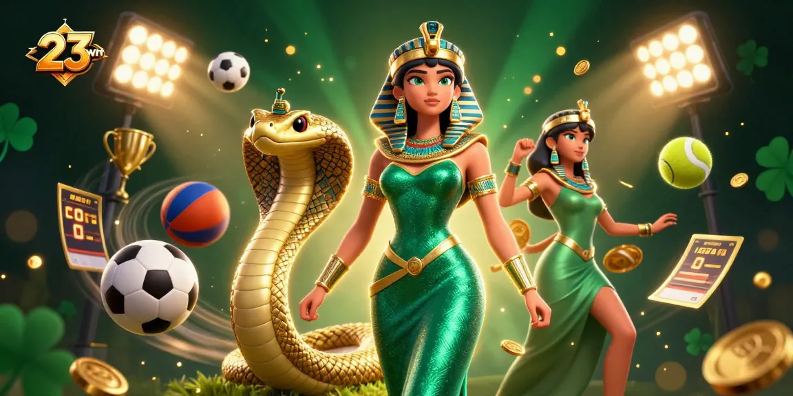 Experience thrilling gaming action with 23win's vibrant 3D casino illustration showcasing dynamic elements.