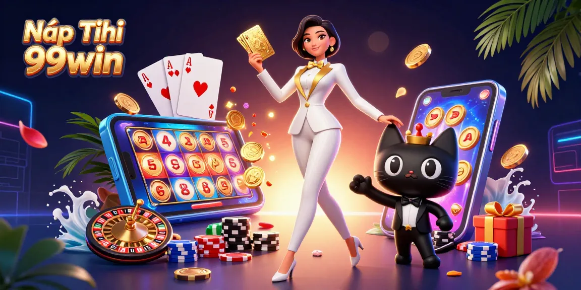 Nạp Tiền 99win showcases a glamorous scene with vibrant gaming elements and characters.