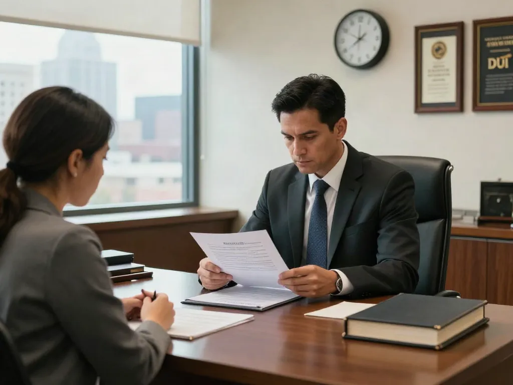 Cherokee County Georgia DUI lawyers consulting with clients in an attorney office.
