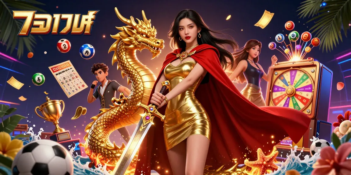 แทงบอล with a warrior queen and a golden dragon in a vibrant sports betting extravaganza