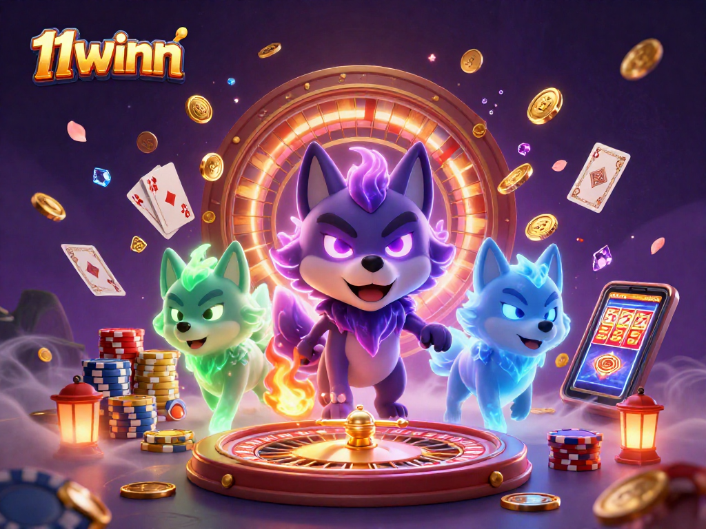 Engage with the thrilling world of 11winn and explore vibrant casino elements with mystical wolf characters.