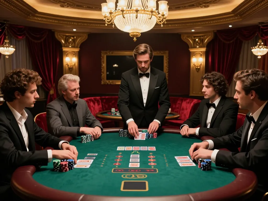 79KING table with players strategizing during an intense blackjack game in luxury setting