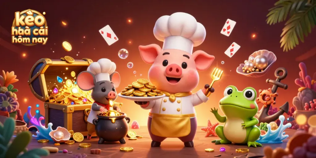 Experience exciting kèo nhà cái hôm nay with a gold coin chef scene brimming with winning elements.