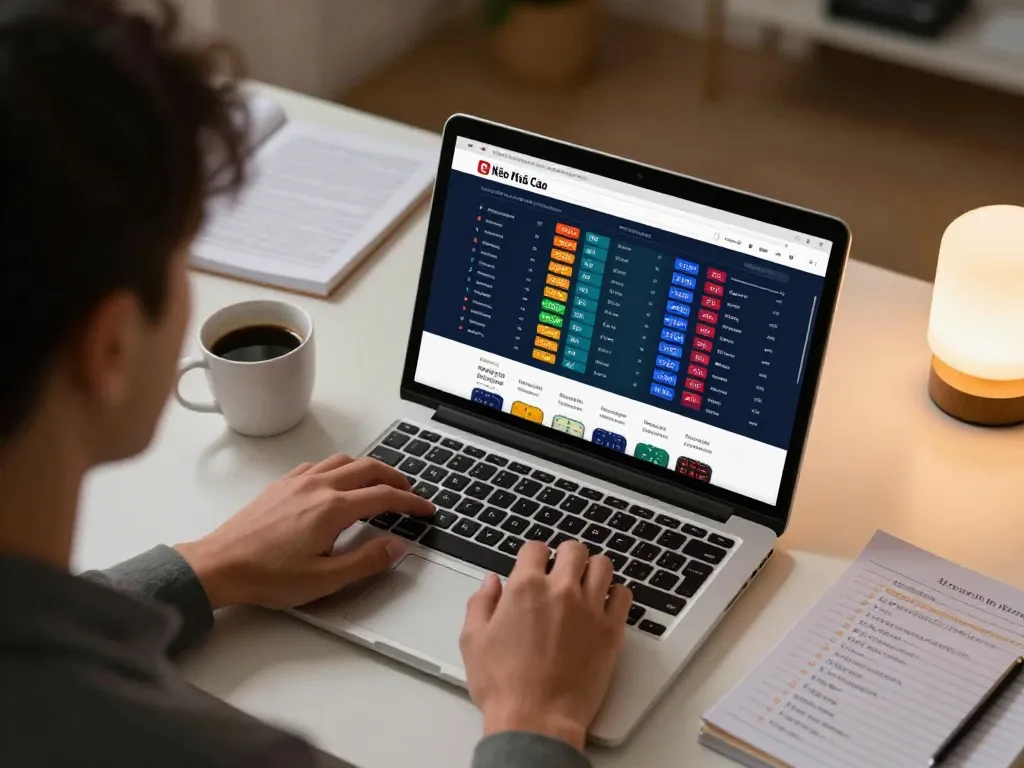 Kèo Nhà Cái displayed on a laptop during an online sports betting session, showcasing vibrant odds and user engagement.