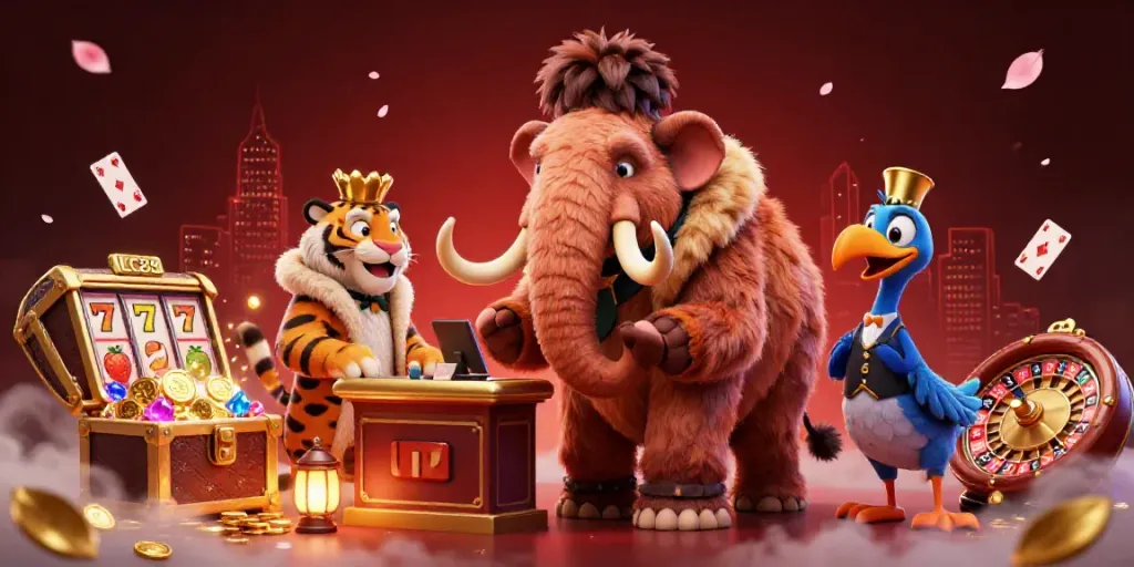 Experience LC88 excitement with a vibrant casino scene featuring unique characters in action.